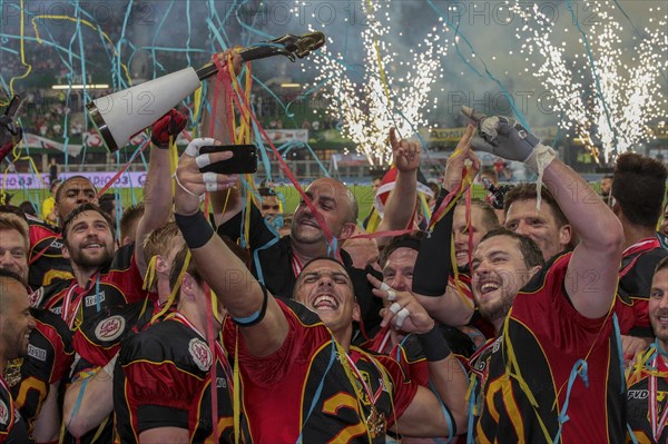 Team Germany celebrating their win over Austria in the finals