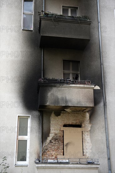 Residential house after fire at New Year's Eve