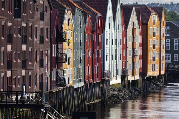 Old wooden warehouses on the Nidelva River