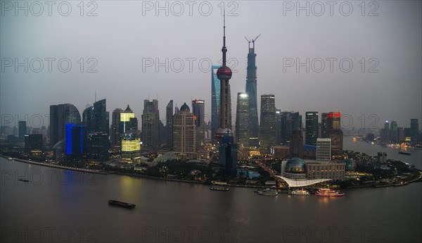 Skyline of the Financial District with the Oriental Pearl Tower and the Shanghai Tower