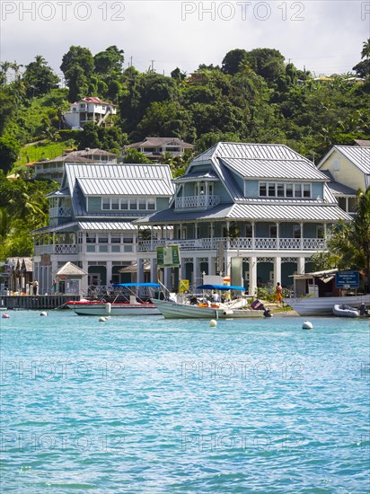 Marina and shops in Marigot Bay