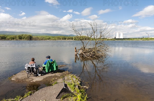 Fishing in a lake at the site of a former surface mine