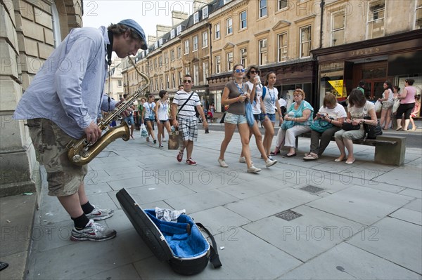 Street musician playing the saxophone