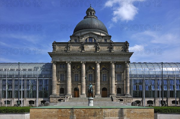 Bavarian State Chancellery with the equestrian statue of Otto I or Otto of Wittelsbach