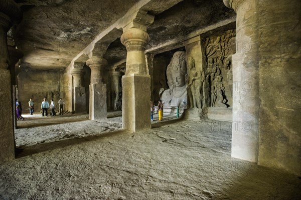 Pillars of the main cave on Elephanta Island