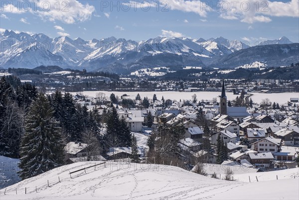 Winter landscape with the Allgaeu Alps