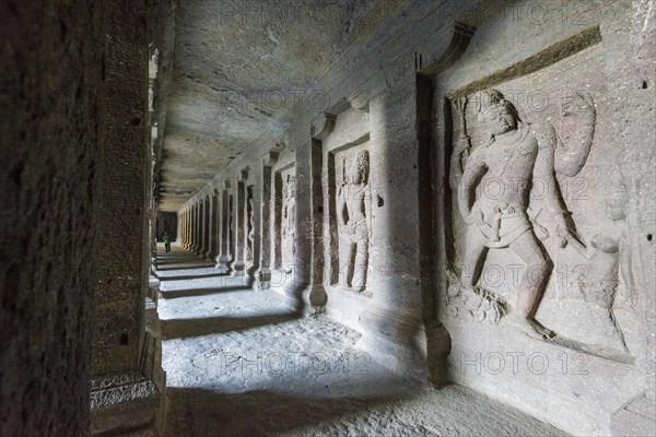 Stone reliefs in cave 16