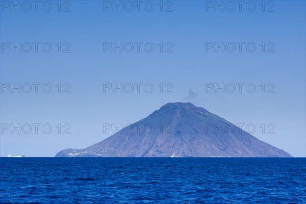 Isola Stromboli with volcano Mt Stromboli
