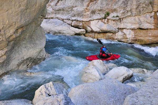 Canoeist in the Verdon Gorge