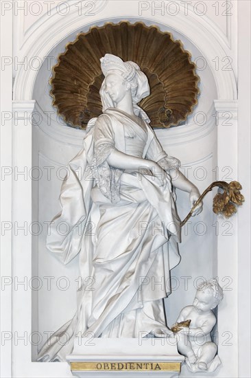 Baroque female statue 'Virtue of Obedience' by Giacomo Serpotta