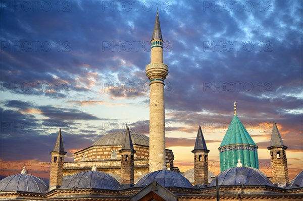 The Mevlana Museum with the green dome of the mausoleum