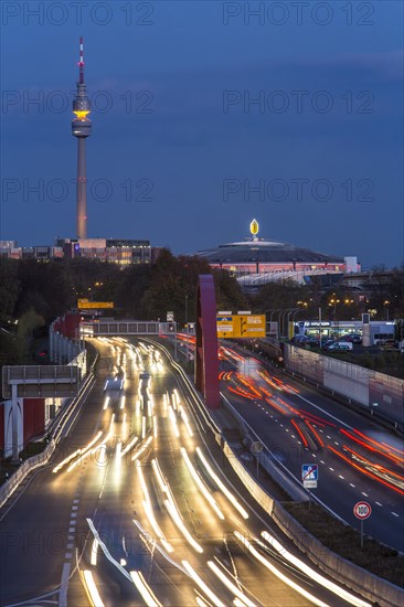 A40 motorway or Ruhrschnellweg with the skyline of Dortmund