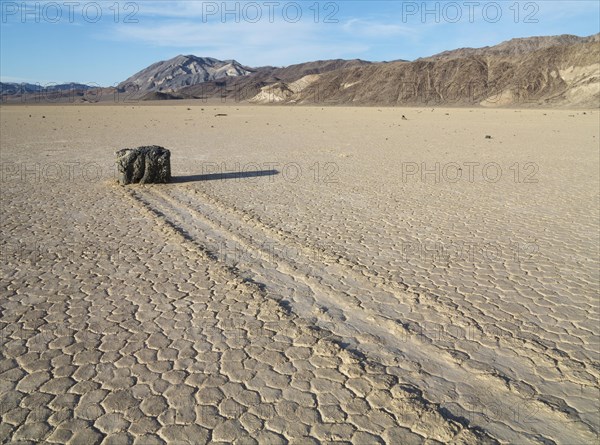 Track created by one of the mysterious moving rocks at the 'Racetrack'