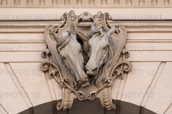 Horse sculptures on the former winter riding hall of the royal stables