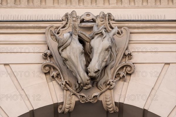 Horse sculptures on the former winter riding hall of the royal stables