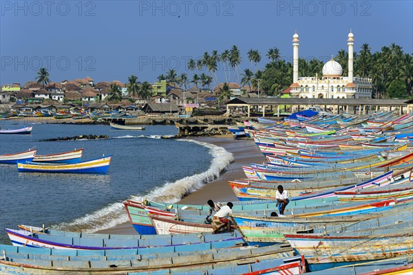 Colorful fishing boats in the harbour