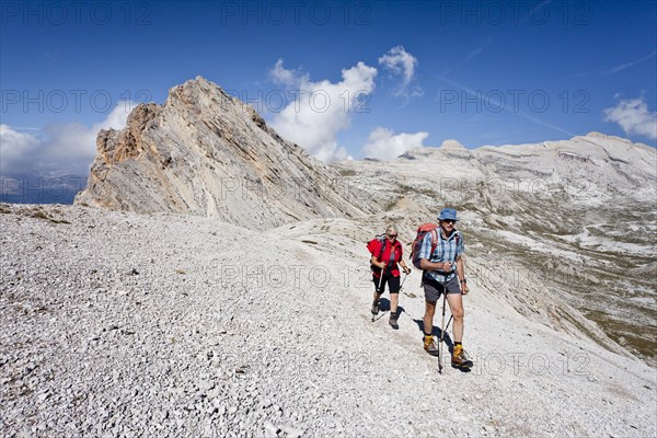 Mountain climbers on the Lavarella Saddle