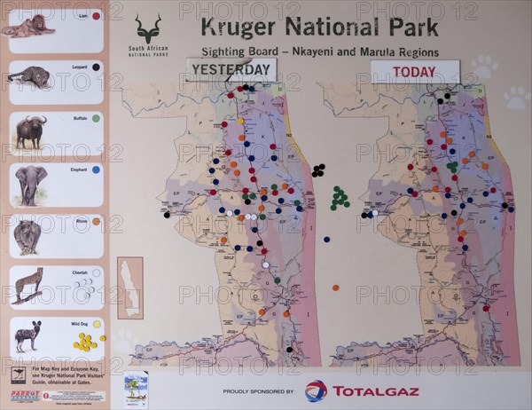 Sighting board in the Satara Camp