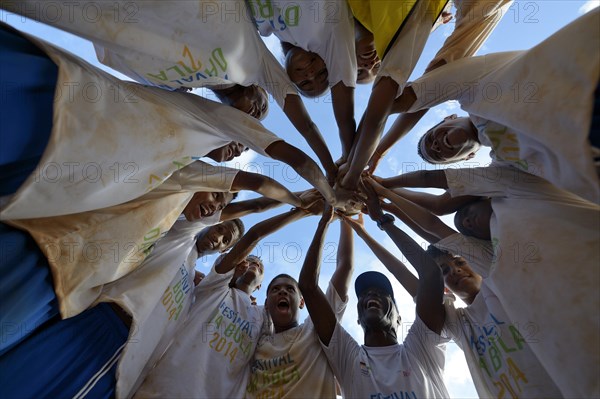 Brazilian children standing in a circle