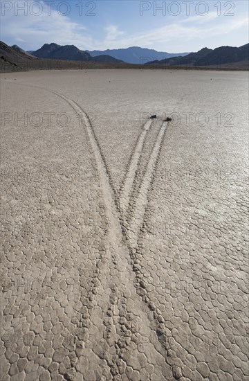 Tracks created by the mysterious moving rocks at the 'Racetrack'