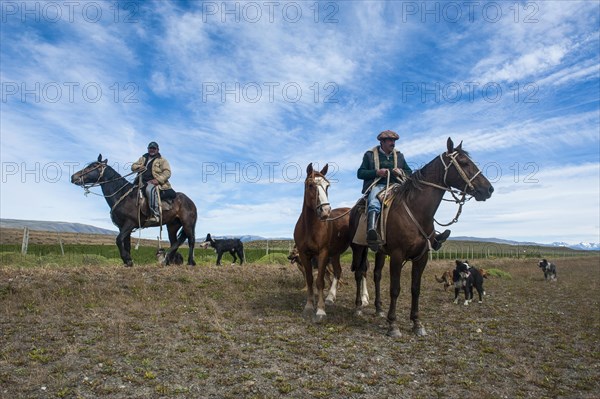 Gauchos riding in the Torres del Paine National Park