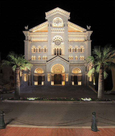Main facade of the Saint Nicholas Cathedral in the evening
