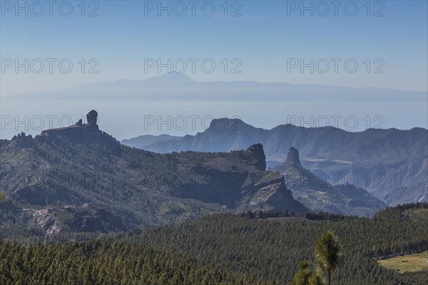 View from Pico de las Nieves towards Roque Nublo Mountain