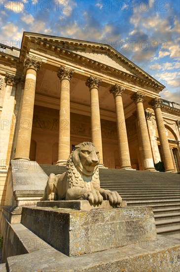 The neo-classical south front of Stowe House with Corinthian columns