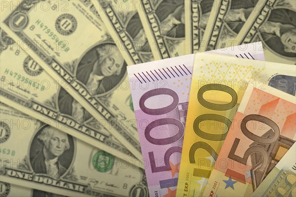 U.S. dollar and euro banknotes