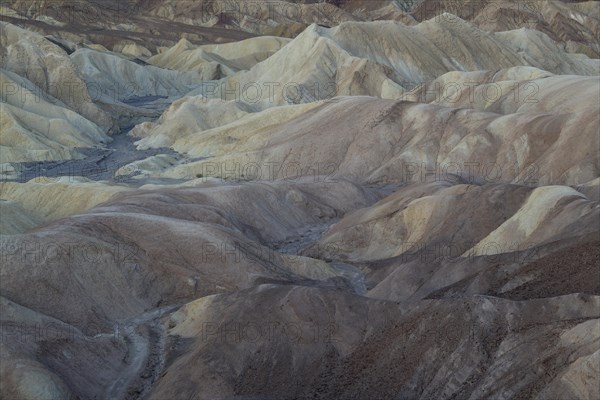 The eroded badlands of Gower Gulch at dawn