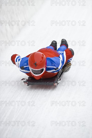 Skeleton rider on the ice track