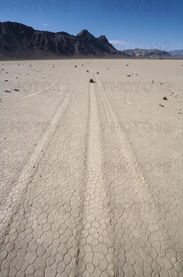 Tracks created by the mysterious moving rocks at the 'Racetrack'