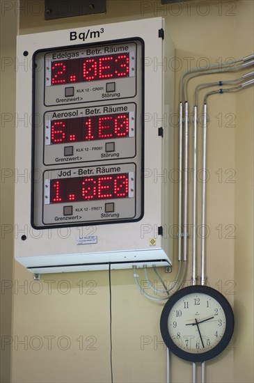 Display panel with warning notices in Emsland nuclear power plant