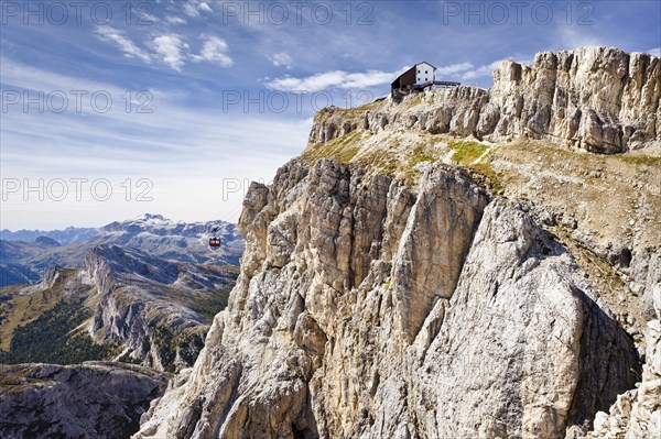 Rifugio Lagazuoi mountain hut with a cable car