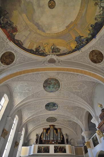 Ceiling frescoes by Johann Evangelist Froschle made to designs by Andreas Merkle