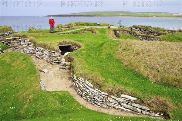 Excavation site at the Neolithic settlement of Skara Brae