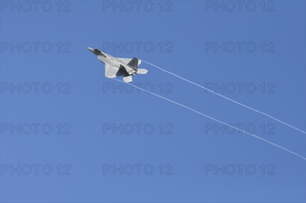 Lockheed Martin F-22 Raptor performs at an air show