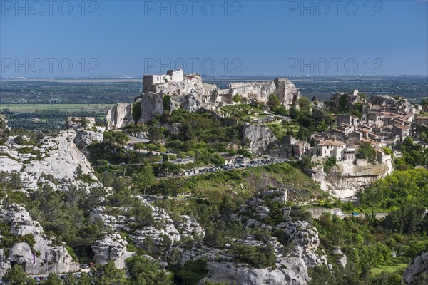 Townscape with castle ruins