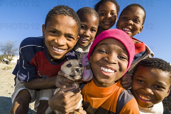 Children with a dog