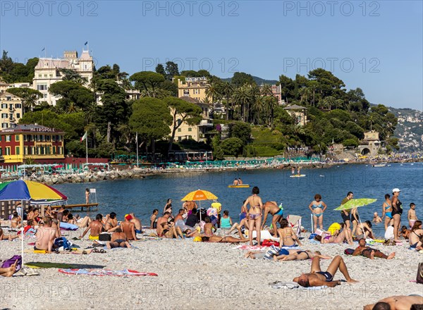 The historic centre and beach of Santa Margherita Ligure on the Gulf of Genoa