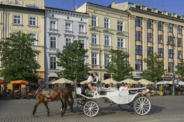 Horse-drawn carriage on the Rynek Glowny main square