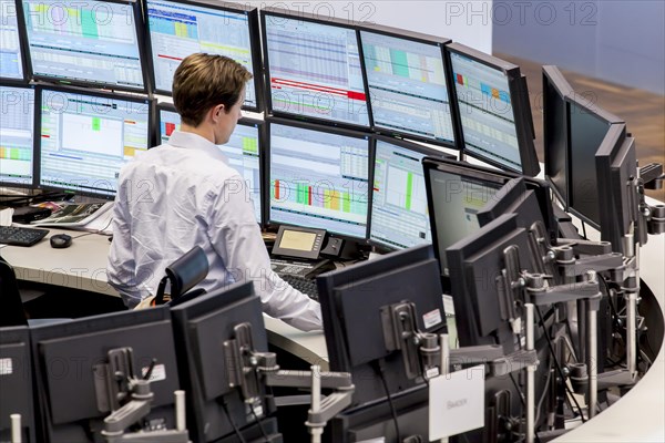 Stockbroker on the trading floor of the Frankfurt Stock Exchange