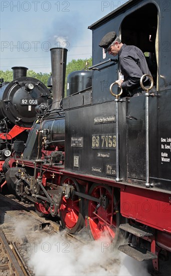 Train driver on a locomotive