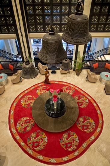 View from above into the vestibule at the Taj Tashi Hotel