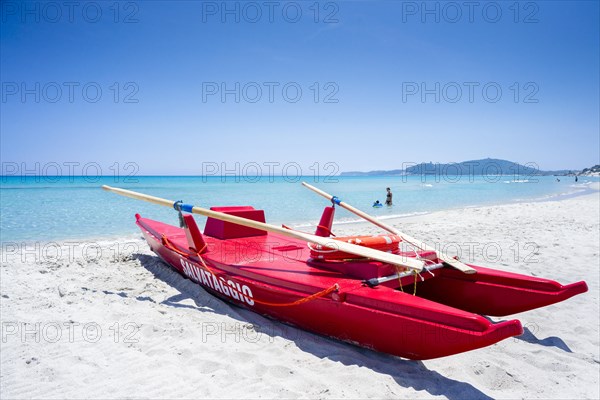 Rescue boat on the beach of Simius