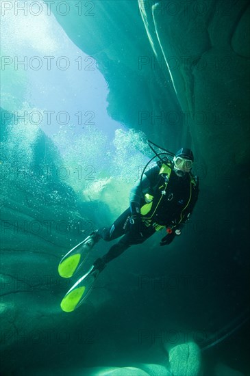 Scuba diver in the Verzasca River