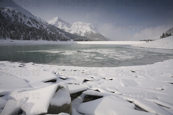 Laengental Reservoir in winter