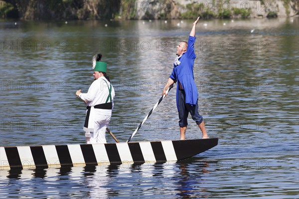 Fischerstechen or water jousting festival on the Danube River