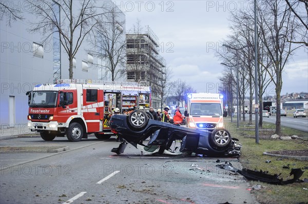 Ambulance and a fire engine at the scene of an accident