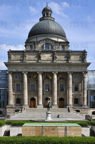 Bavarian State Chancellery with the equestrian statue of Otto I or Otto of Wittelsbach